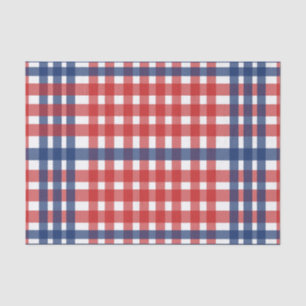 Red White and Blue Gingham Plaid Tissue Paper