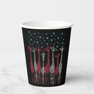 Red White and Blue Giraffes 4th of July Paper Cups