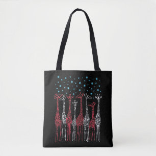 Red White and Blue Giraffes 4th of July Tote Bag