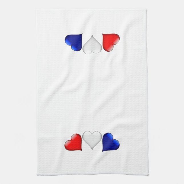 Red, White, and Blue Glass Hearts Tea Towel (Vertical)