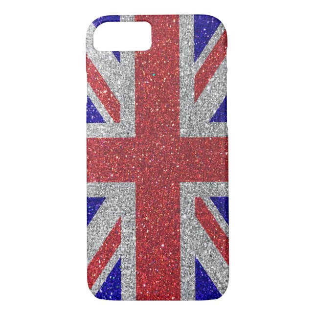 Red White and Blue Glitter Union Jack British Flag Case-Mate iPhone Case (Back)
