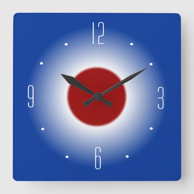Red White and Blue Glow Design> Wall Clock (Front)