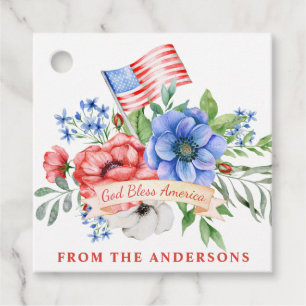 Red White and Blue God Bless America Favour Tags
