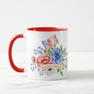 Red White and Blue   God Bless America Mug