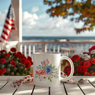 Red White and Blue   God Bless America Mug