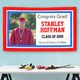 Red White and Blue Grad Photo Banner