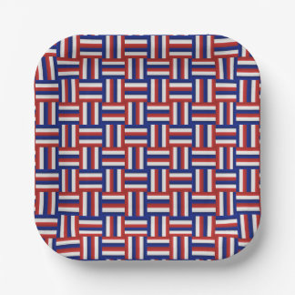 Red White and Blue Gradient Patriotic Zig Zag Paper Plate
