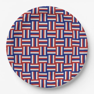 Red White and Blue Gradient Patriotic Zig Zag Paper Plate