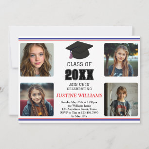 Red, White, and Blue Graduation Invitation