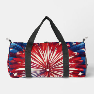 Red, White and Blue Graphic Fireworks Duffle Bag