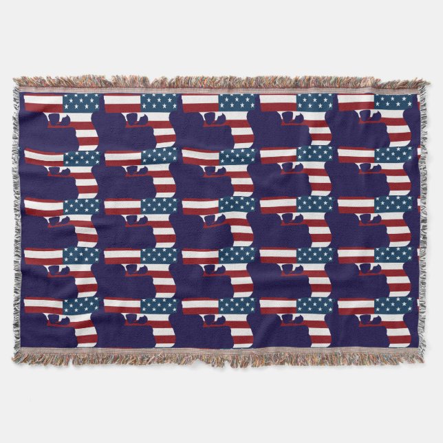 Red White And Blue Gun Throw Blanket (Front)