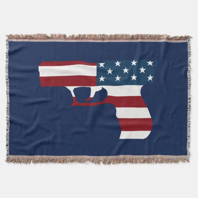 Red White And Blue Gun Throw Blanket (Front)