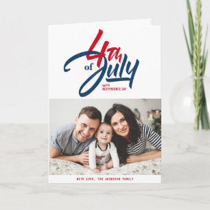 Red, White and Blue Happy Independence Day Photo Holiday Card