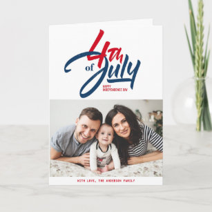 Red, White and Blue Happy Independence Day Photo Holiday Card