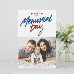 Red, White and Blue Happy Memorial Day Photo Card
