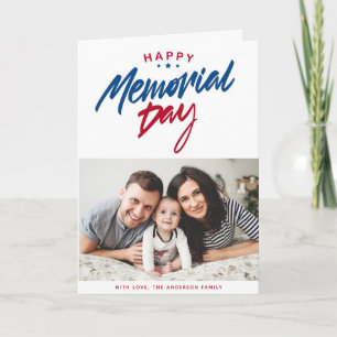 Red, White and Blue Happy Memorial Day Photo Holiday Card