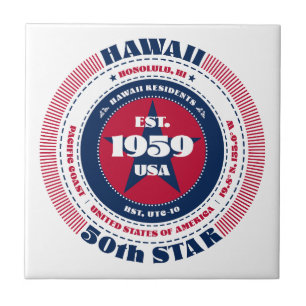 Red, White, and Blue Hawaii Ceramic Tile