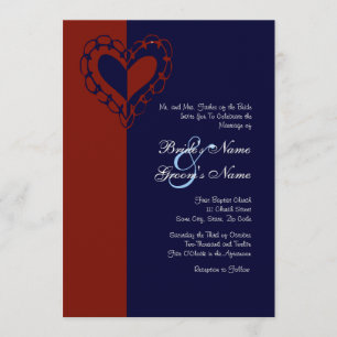 Red, White, and Blue Heart Wedding Invitation