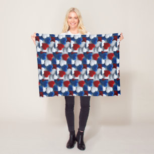 Red, White and Blue Hearts Blanket