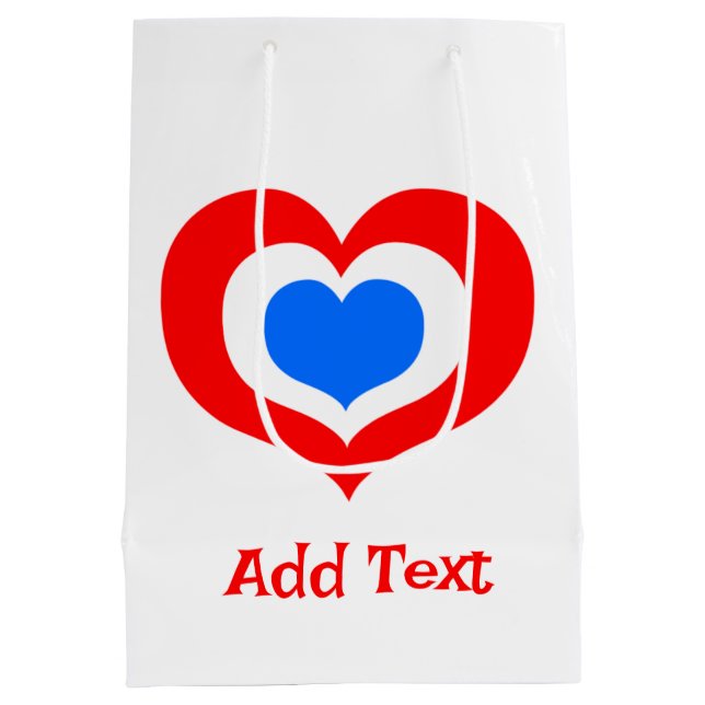 Red, White and Blue Hearts Medium Gift Bag (Back)