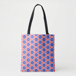 Red White and Blue hexagon pattern Tote Bag