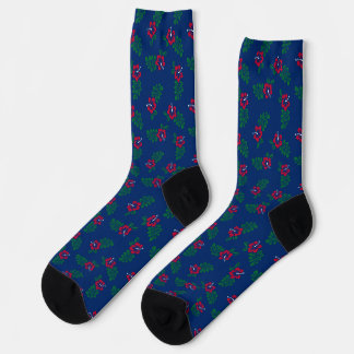 Red, White and Blue Hibiscus Socks