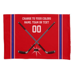 Red White and Blue Hockey Pillow Case Personalised
