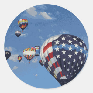 Red, White and Blue Hot Air Balloon Classic Round Sticker