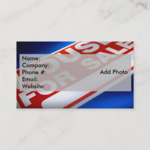 Red, White and Blue House For Sale Real Estate Business Card