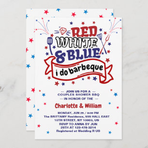 Red White and Blue i do BBQ Couple Bridal shower Invitation