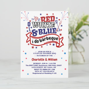 Red White and Blue i do BBQ Couple Bridal shower Invitation