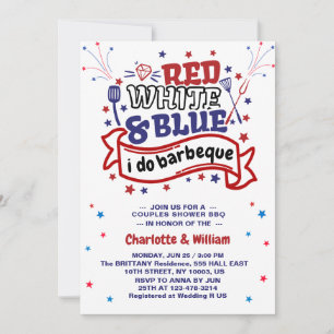 Red White and Blue i do BBQ Couple Bridal shower Invitation