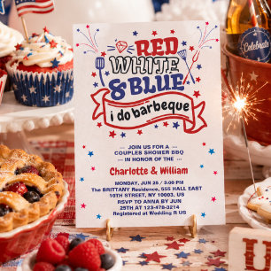 Red White and Blue i do BBQ Couple Bridal shower Invitation