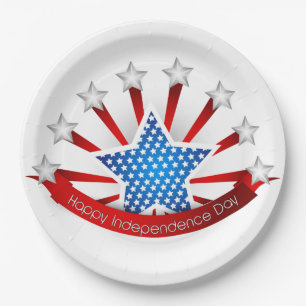 Red White and Blue Independence Day Paper Plate