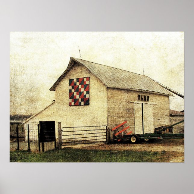 Red, White, and Blue Iowa Barn Quilt Poster (Front)