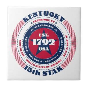 Red, White, and Blue Kentucky Ceramic Tile