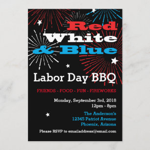 Red White and Blue Labour Day BBQ Invitation