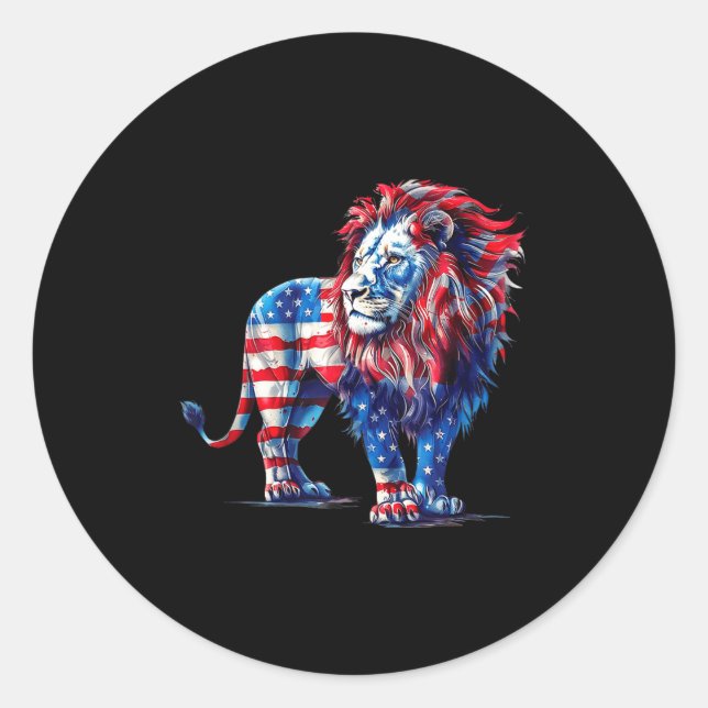 Red white and blue lion  classic round sticker (Front)