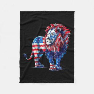 Red white and blue lion fleece blanket