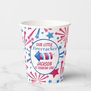 Red White and Blue Little Firecracker Birthday Paper Cups