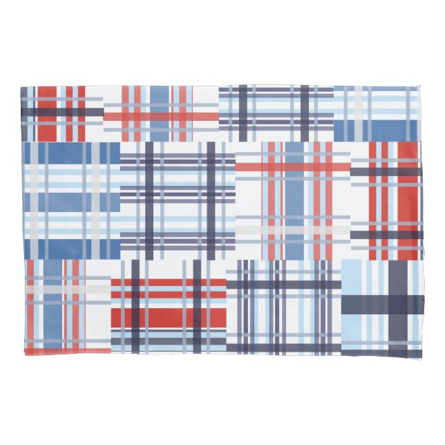 Red, White and Blue Madras Pillow Case (Front)