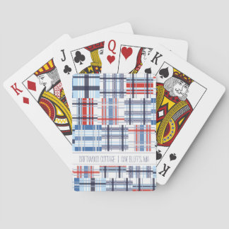 Red, White and Blue Madras Playing Cards with Text