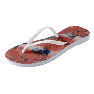 Red white and Blue marble  Flip Flops
