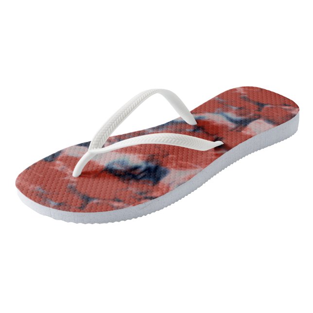 Red white and Blue marble  Flip Flops (Angled)