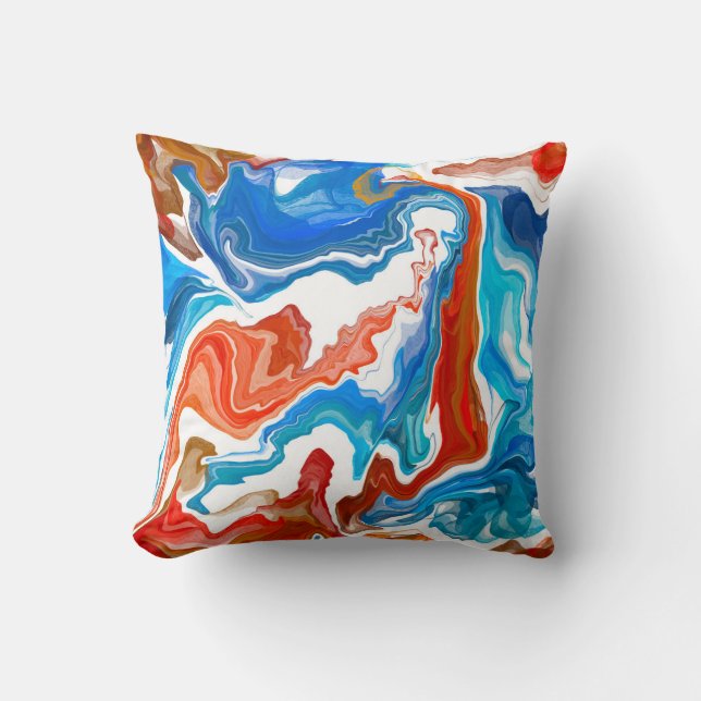 Red, White and Blue Marble Fluid Art   Cushion (Front)