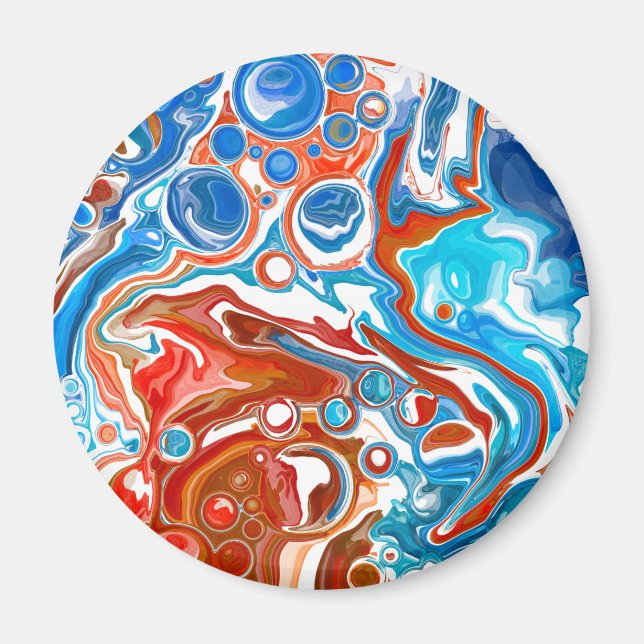 Red, White and Blue Marble Fluid Art    Magnet (Front)