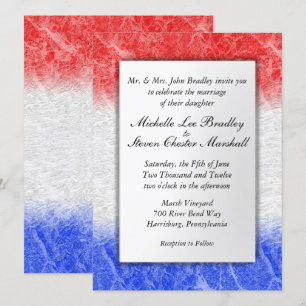 Red White and Blue Marble Wedding Invitations