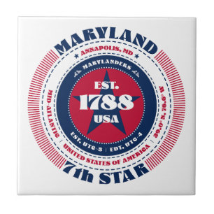 Red, White, and Blue Maryland Ceramic Tile