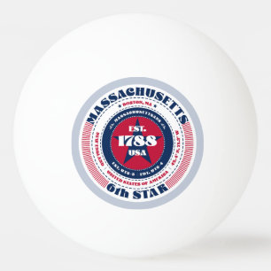 Red, White, and Blue Massachusetts Circle  Ping Pong Ball
