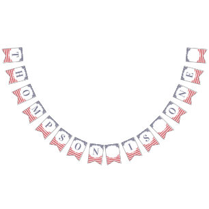 Red White And Blue Memorial Day July 4th Birthday Bunting